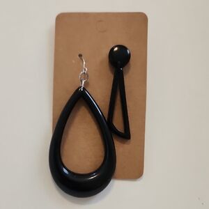 Black Teardrop Dangle Earrings - Women Jewelry